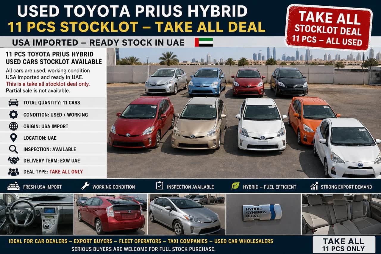 LOT DE STOCK DE TOYOTA PRIUS HYBRID D’OCCASION – VENTE EN LOT COMPLET