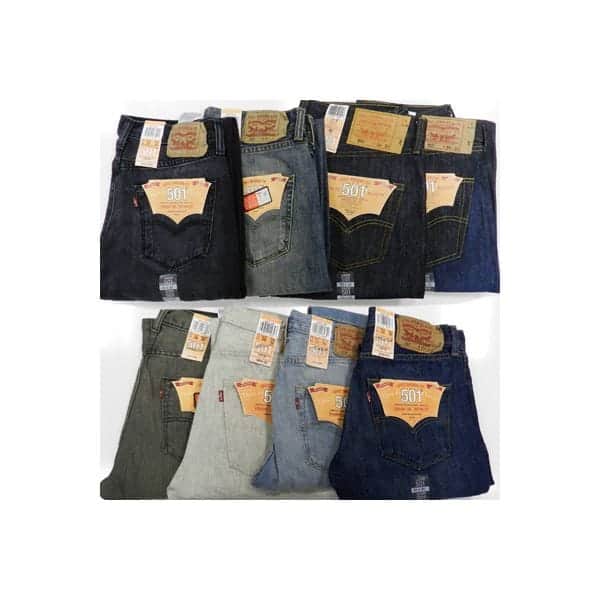 جينز دنيم رجالي Levi's 501 للبيع بالجملة، تشكيلة متنوعة، IRR، 24 قطعة.