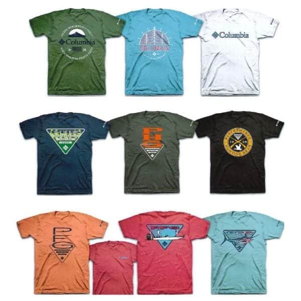 Assortiment de t-shirts manches courtes pour homme Columbia en gros 24 pièces.