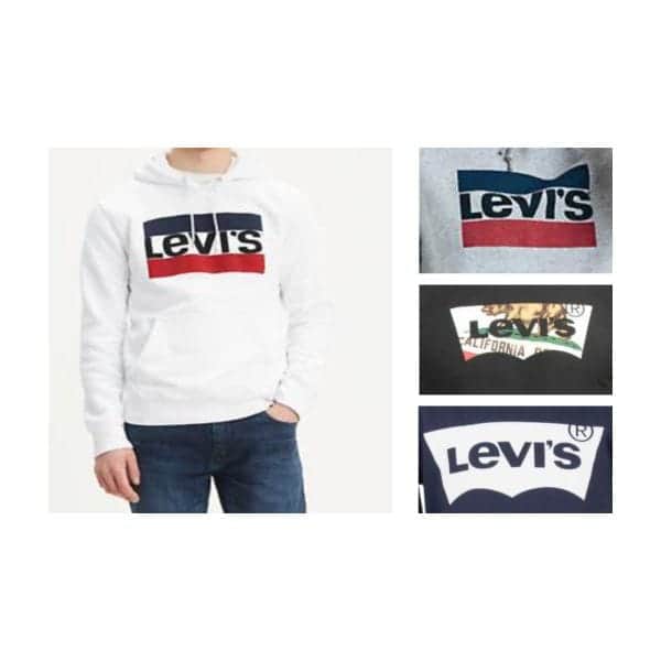 سويت شيرت بغطاء للرأس بطباعة للرجال من Levi's بالجملة، 24 قطعة.