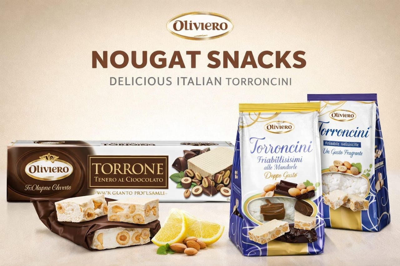 Snacks au Nougat Oliviero – Sélection Authentique de Torrone Italien