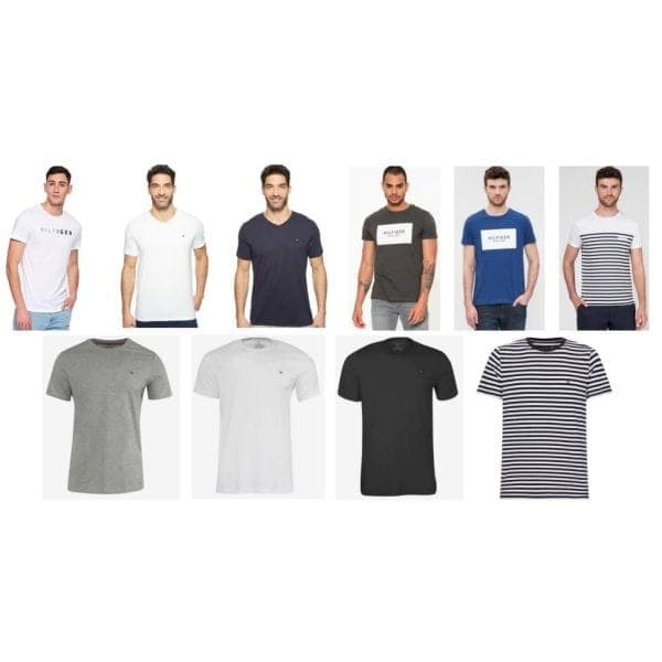 Assortiment de t-shirts Tommy Hilfiger en gros pour hommes, 24 pièces.