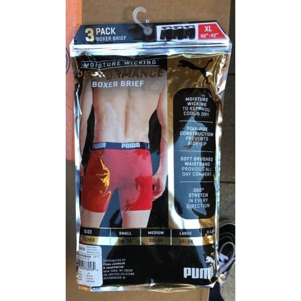 Surtido de ropa interior Puma al por mayor, 36 paquetes de 3